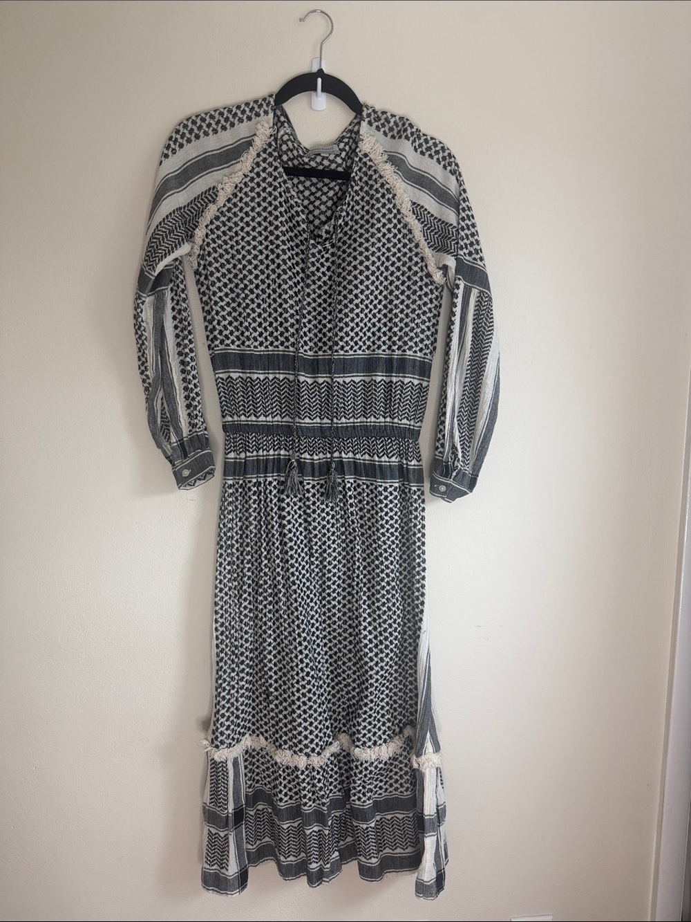Cost Plus World Market Black and White Patterned Maxi Dress